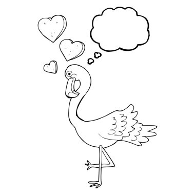 düşünce kabarcık karikatür aşık flamingo