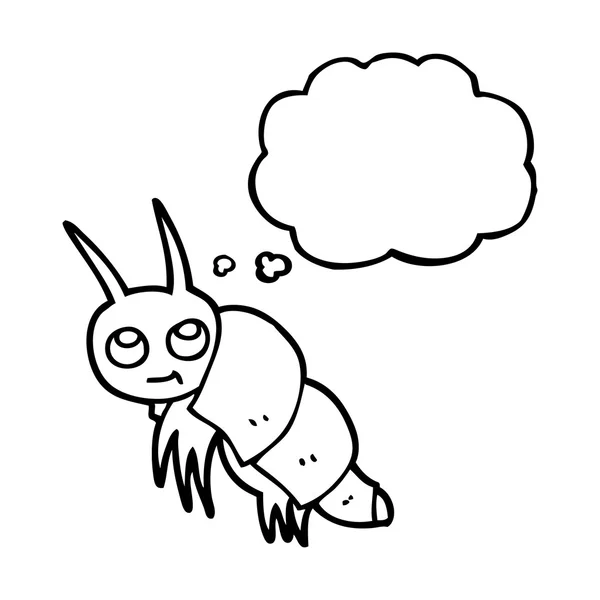 Berpikir bubble cartoon bug kecil - Stok Vektor