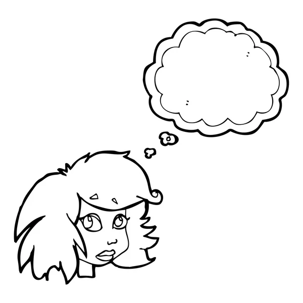 Gedankenblase Karikatur weibliches Gesicht — Stockvektor