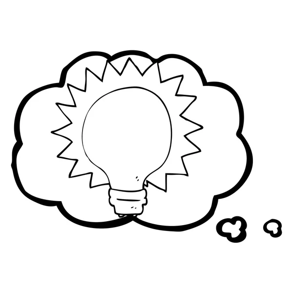Pensée bulle ampoule de dessin animé — Image vectorielle