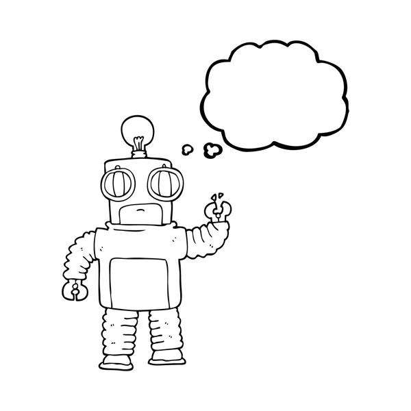 Robot de dibujos animados burbuja pensamiento — Vector de stock