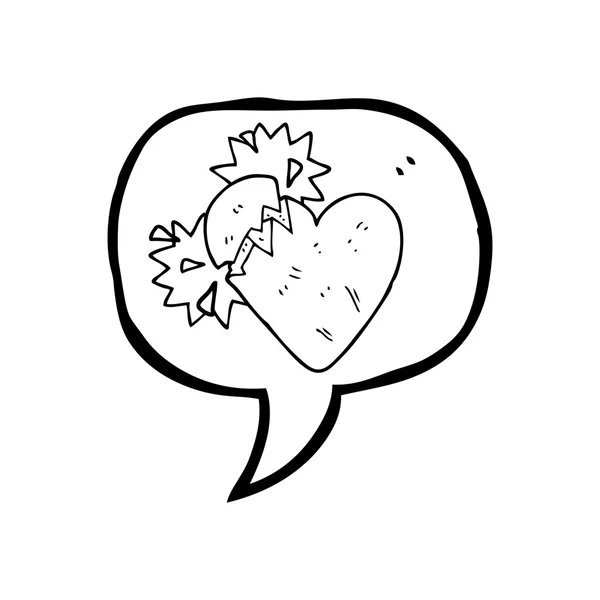 Konuşma kabarcık karikatür kırık kalp — Stok Vektör