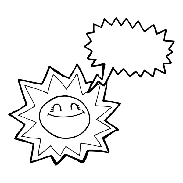 Fröhliche Sprechblase Karikatur Sonne — Stockvektor
