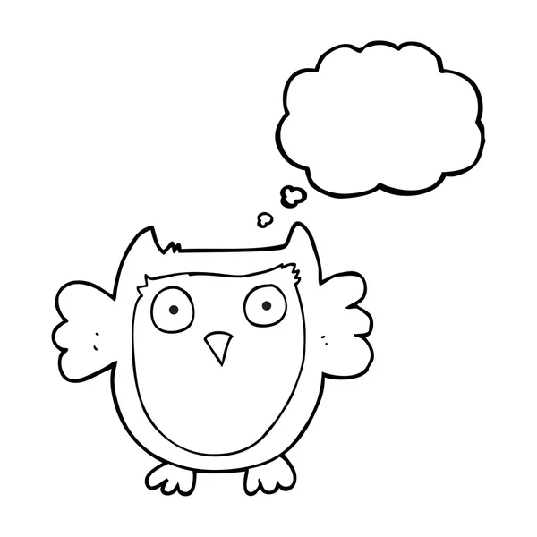 Pensée bulle dessin animé hibou — Image vectorielle