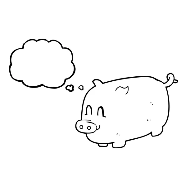 Thought bubble cartoon pig — Stock Vector