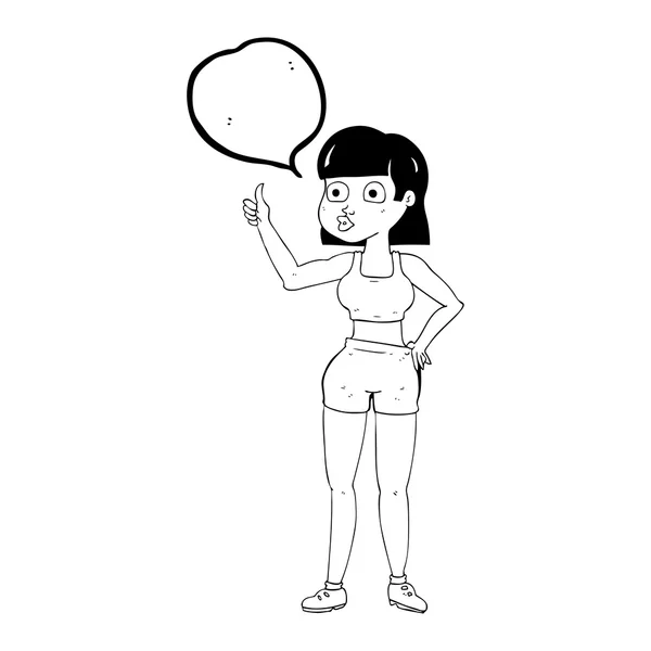 Discours bulle dessin animé gymnase femme — Image vectorielle