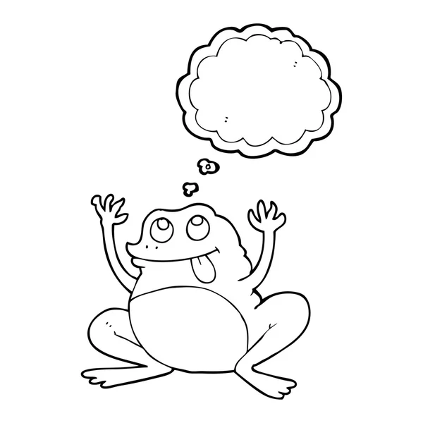 Komik düşünce kabarcık karikatür kurbağa — Stok Vektör