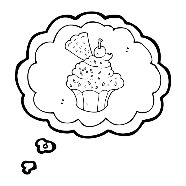 Pensée bulle dessin animé cupcake — Image vectorielle