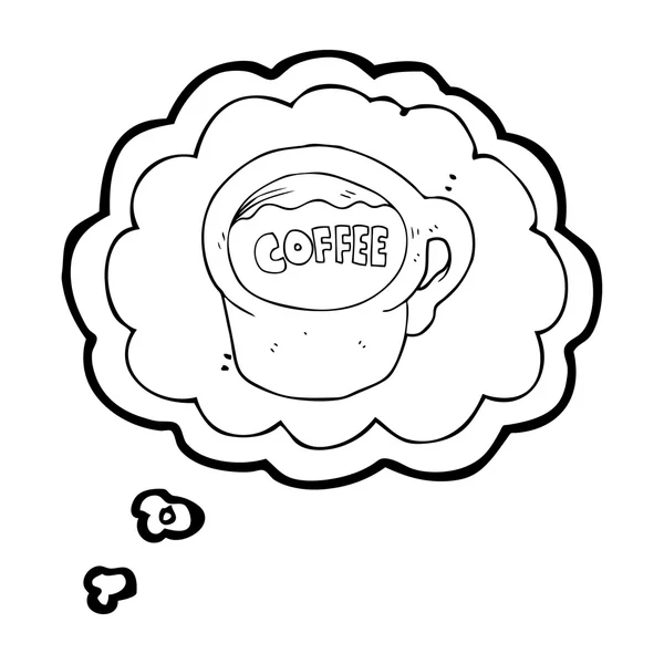Σκέψη φούσκα κούπα καφέ κινουμένων σχεδίων — Διανυσματικό Αρχείο