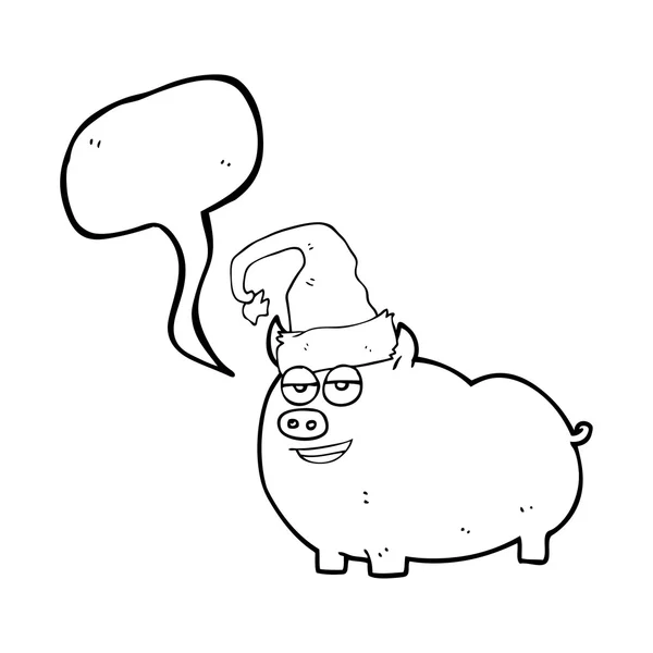 Speech bubble cartoon christmas pig — Stock Vector