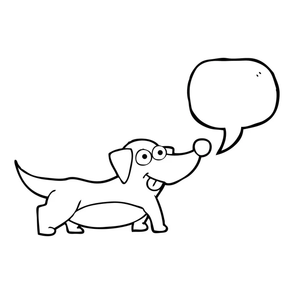 Speech bubble cartoon happy little dog — Stock Vector