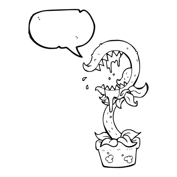 Speech bubble cartoon carnivorous plant — Stock Vector
