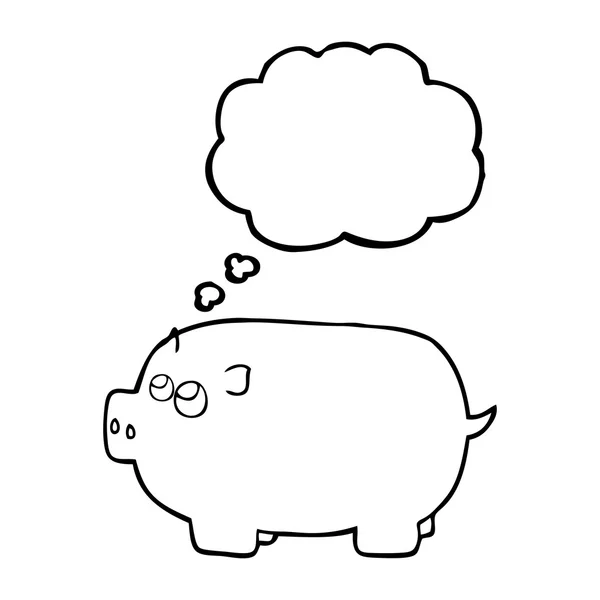 Gedankenblase Cartoon Sparschwein — Stockvektor