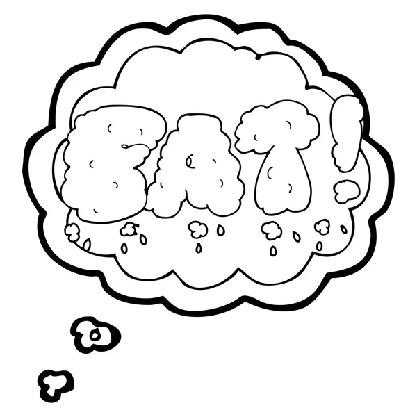 Pensamento bolha desenho animado símbolo de gordura — Vetor de Stock