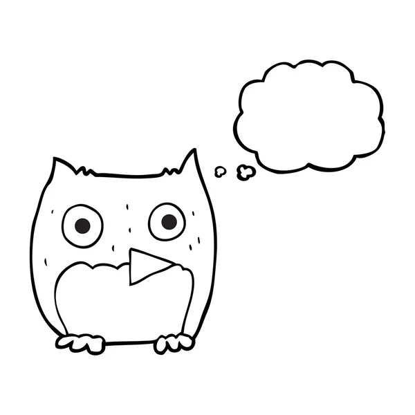 Trodde bubble cartoon owl — Stock vektor