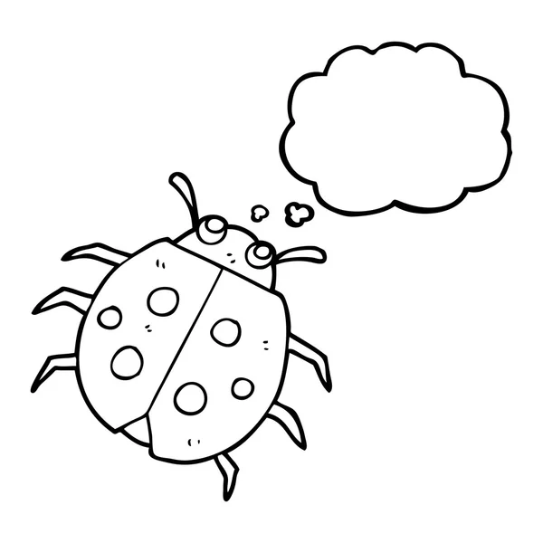 Pensée bulle dessin animé coccinelle — Image vectorielle