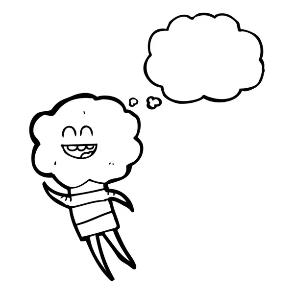 Gondolta buborék rajzfilm aranyos felhő fej lény — Stock Vector