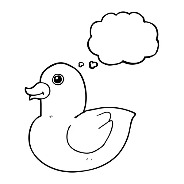 Pensamiento burbuja dibujos animados pato de goma — Vector de stock