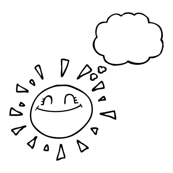 幸せな思考バブル漫画太陽 — ストックベクタ