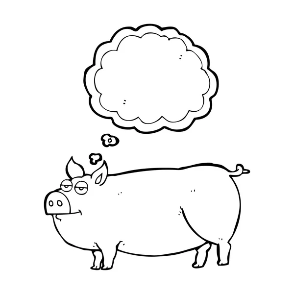 Myśli bańki kreskówka ogromna świnia — Wektor stockowy