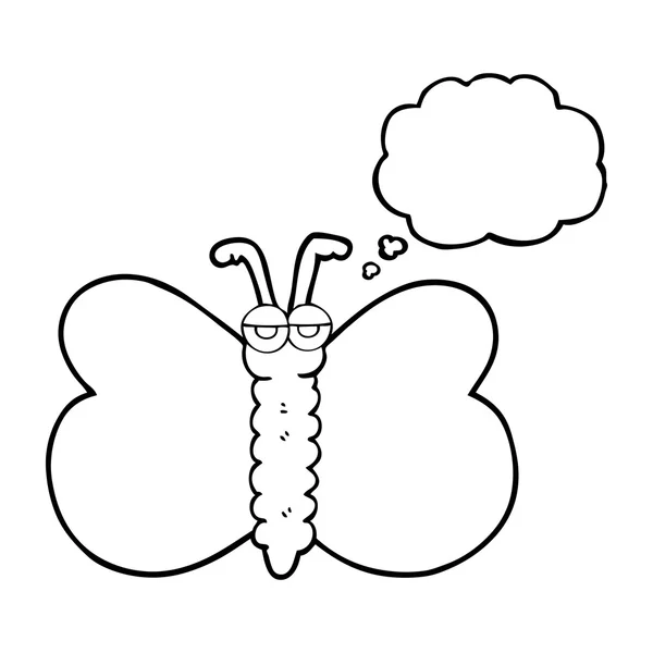Pensée bulle dessin animé papillon — Image vectorielle