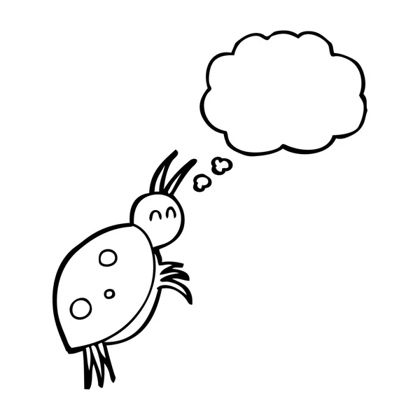 Pensamento bolha desenho animado joaninha — Vetor de Stock