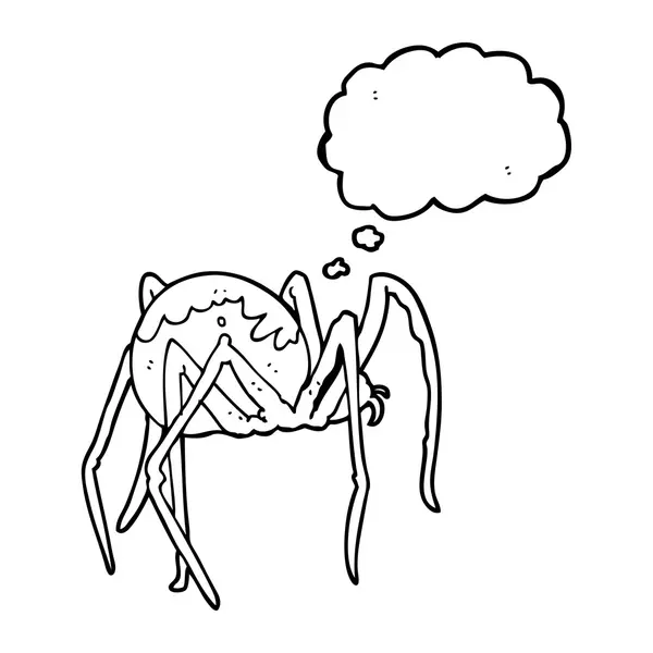 Pensiero bolla cartone animato ragno raccapricciante — Vettoriale Stock