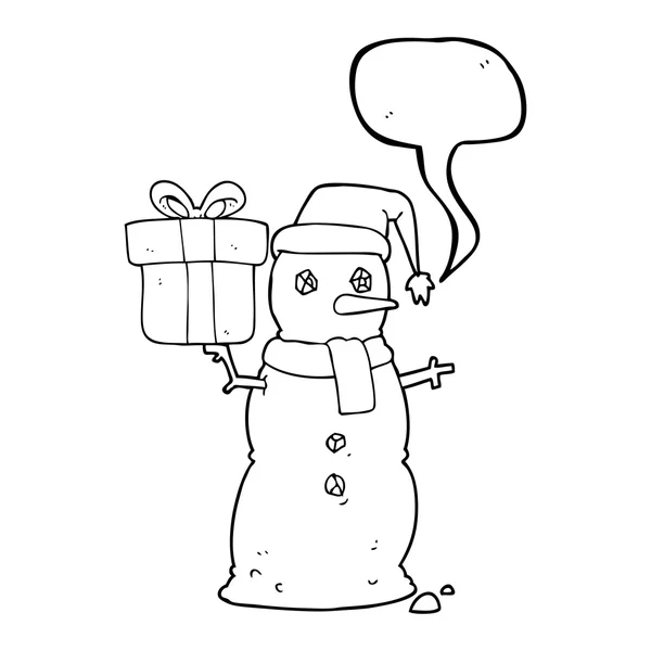 Speech bubble cartoon snowman — Stock Vector