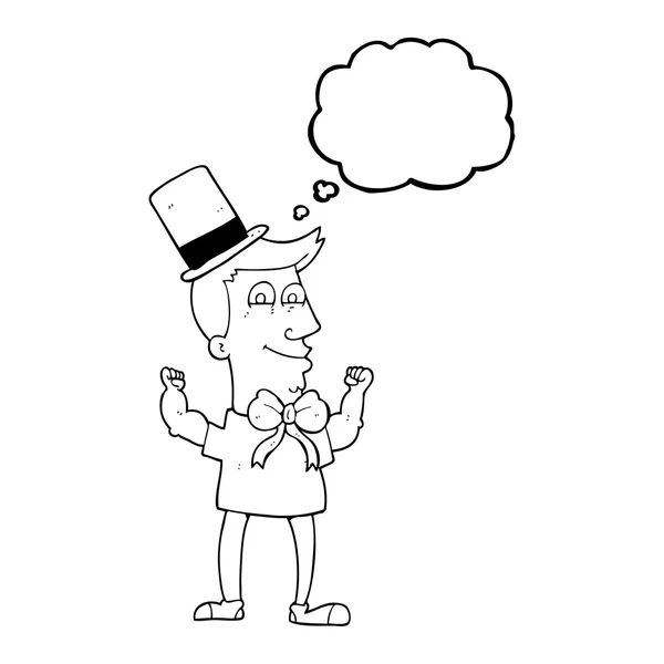 Pensamiento burbuja dibujos animados celebrando hombre — Vector de stock