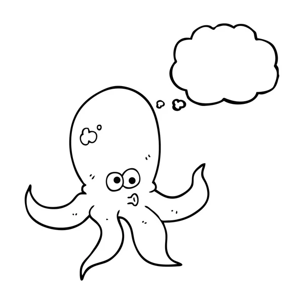 Pulpo de dibujos animados burbuja pensamiento — Archivo Imágenes Vectoriales