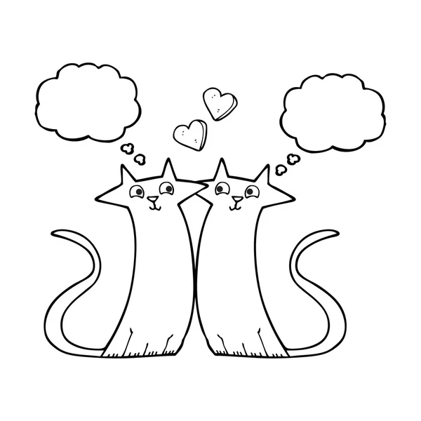 Σκέψη φούσκα γατών κινούμενων σχεδίων στην αγάπη — Διανυσματικό Αρχείο