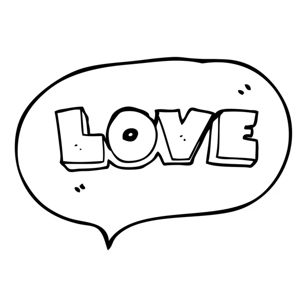 Φούσκα ομιλία κινουμένων σχεδίων λέξη αγάπη — Διανυσματικό Αρχείο