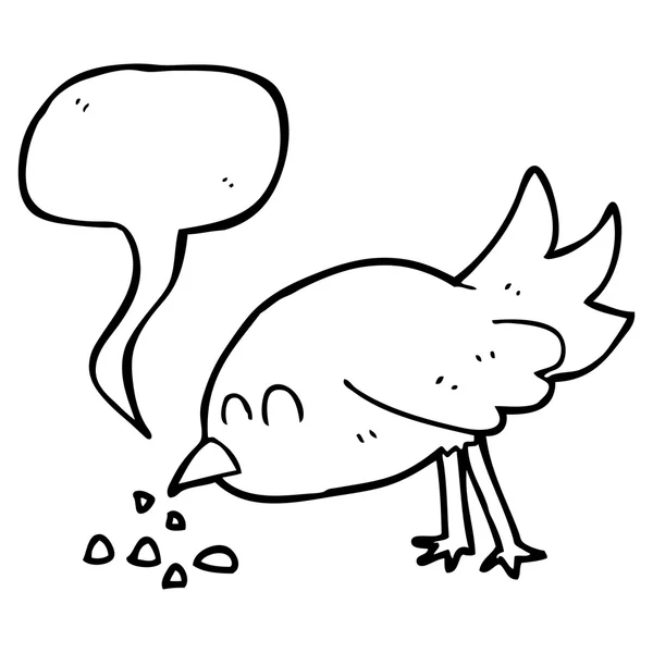 Mowy Bańka kreskówka ptak dziobania nasiona — Wektor stockowy