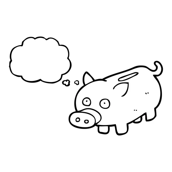 Myśl bańki kreskówka piggy bank — Wektor stockowy