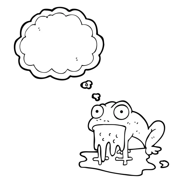 Σκέψη φούσκα γελοιογραφία ακαθάριστο λίγο βάτραχο — Διανυσματικό Αρχείο