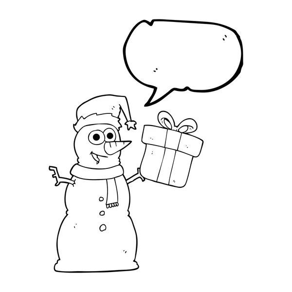 Speech bubble cartoon snowman — Stock Vector