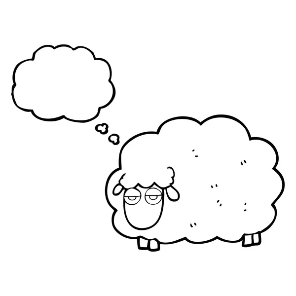 Thought bubble cartoon muddy winter sheep — Stock Vector