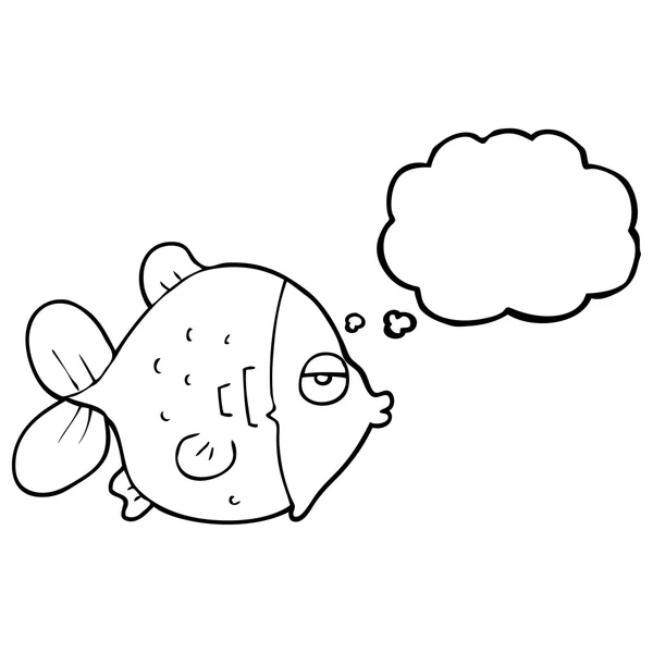 Pensamiento burbuja dibujos animados peces divertidos — Vector de stock