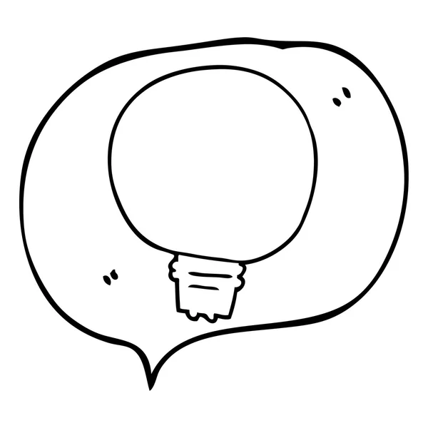 Bolha de fala lâmpada de desenho animado — Vetor de Stock