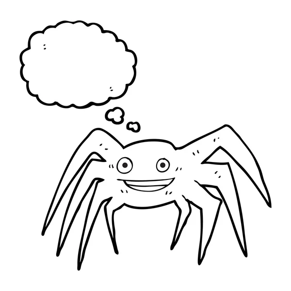 Pensamento bolha desenhos animados aranha feliz — Vetor de Stock