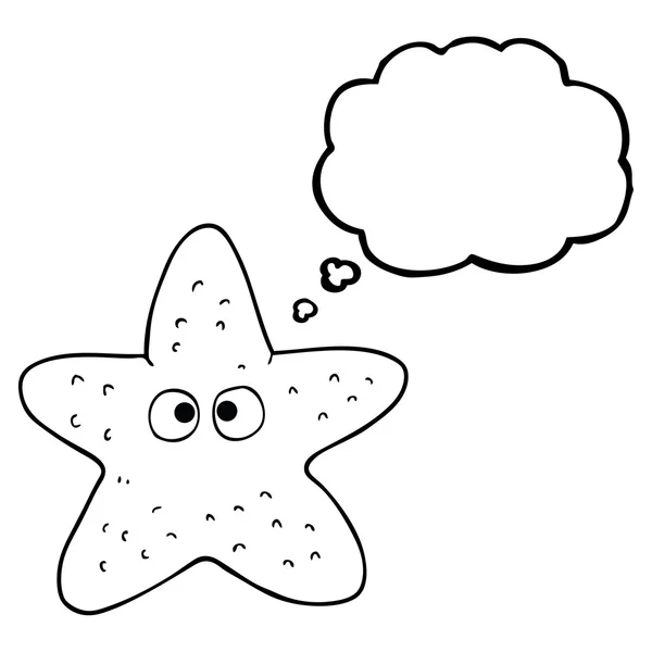 Düşünce kabarcık karikatür denizyıldızı — Stok Vektör
