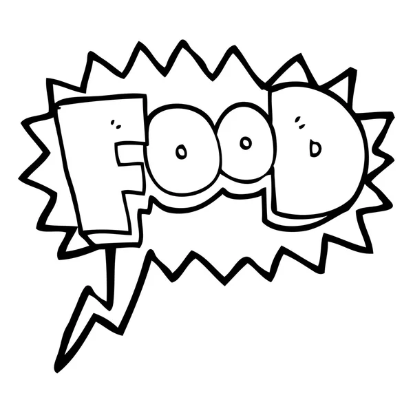 Voz burbuja dibujos animados palabra comida — Vector de stock