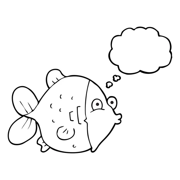 Pensée bulle dessin animé drôle de poisson — Image vectorielle