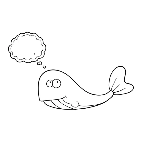 Pensamiento burbuja dibujos animados ballena — Vector de stock