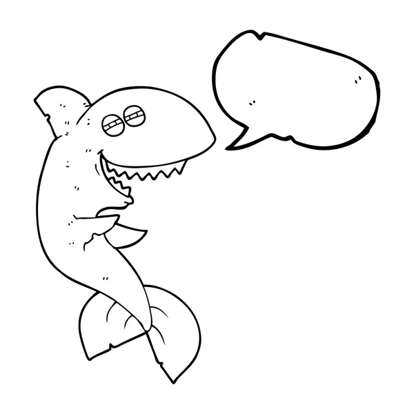 Speech bubble cartoon laughing shark — Stock Vector