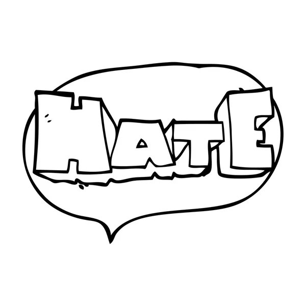 Fala bolha cartoon palavra ódio — Vetor de Stock