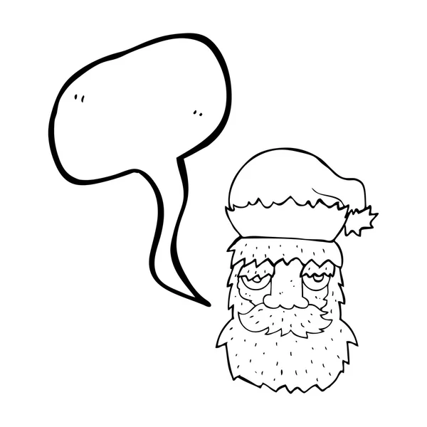 Discorso bolla cartoni animati stanco Babbo Natale faccia — Vettoriale Stock