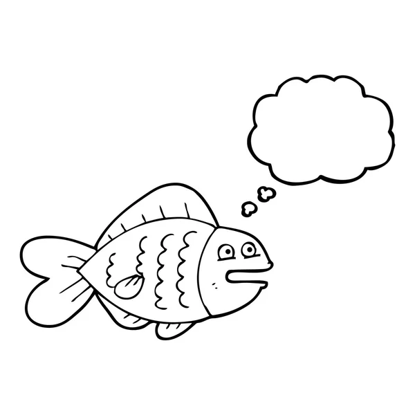 Pensamiento burbuja dibujos animados peces divertidos — Vector de stock