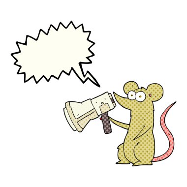 çizgi roman konuşma kabarcık karikatür fare megafon ile