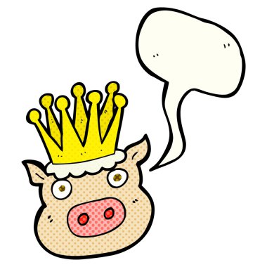 comic book speech bubble cartoon crowned pig